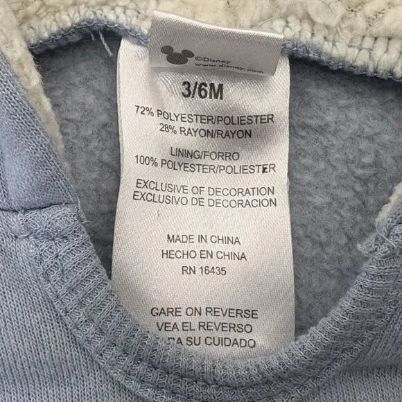 Disney Baby Mickey Blue Fleece Hooded Sweatshirt Size 3-6 Month - Picture 4 of 8